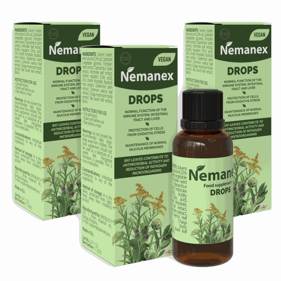 Nemanex Drops — flacone ambrato e astuccio