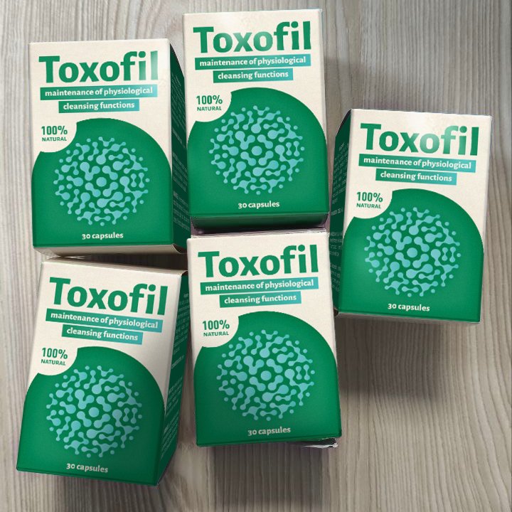 Toxofil — astuccio verde e barattolo